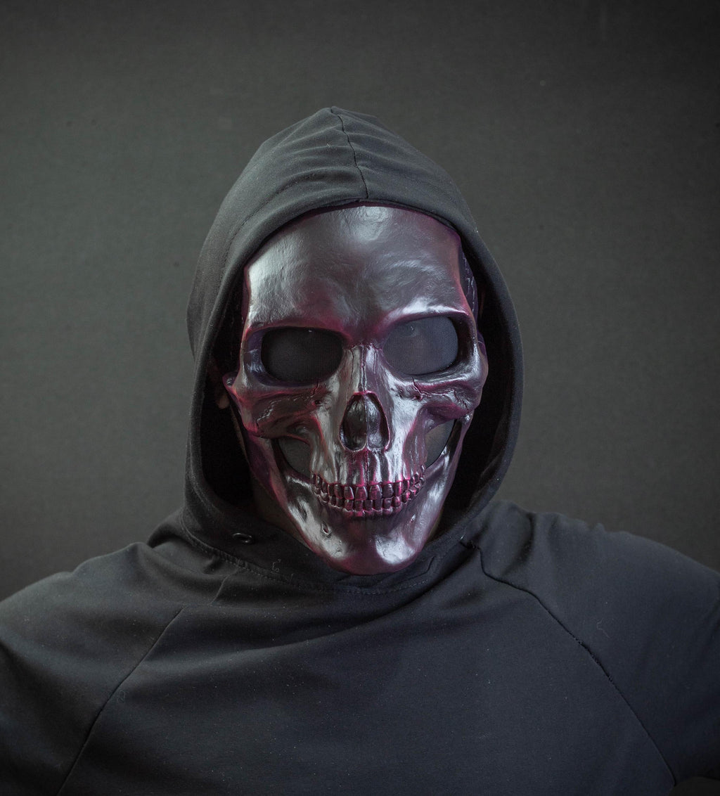 Human Skull Mask full face black-pink shape