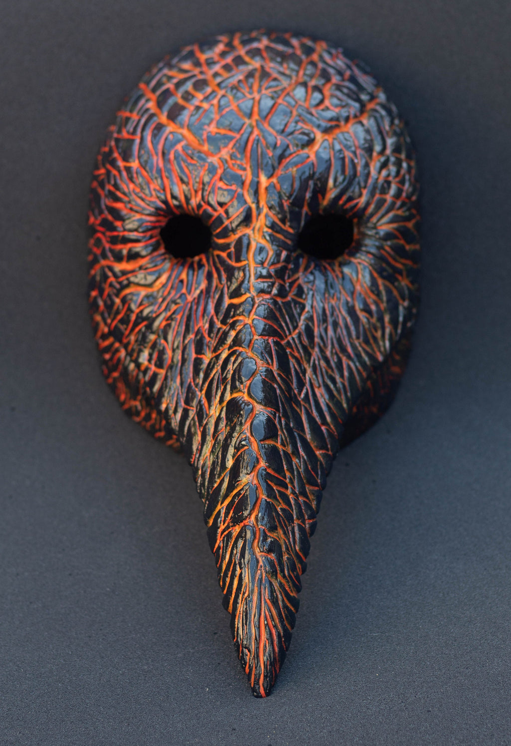 Plague Doctor mask for Helloween party and carnival or masquerade. Bird mask magma shape.