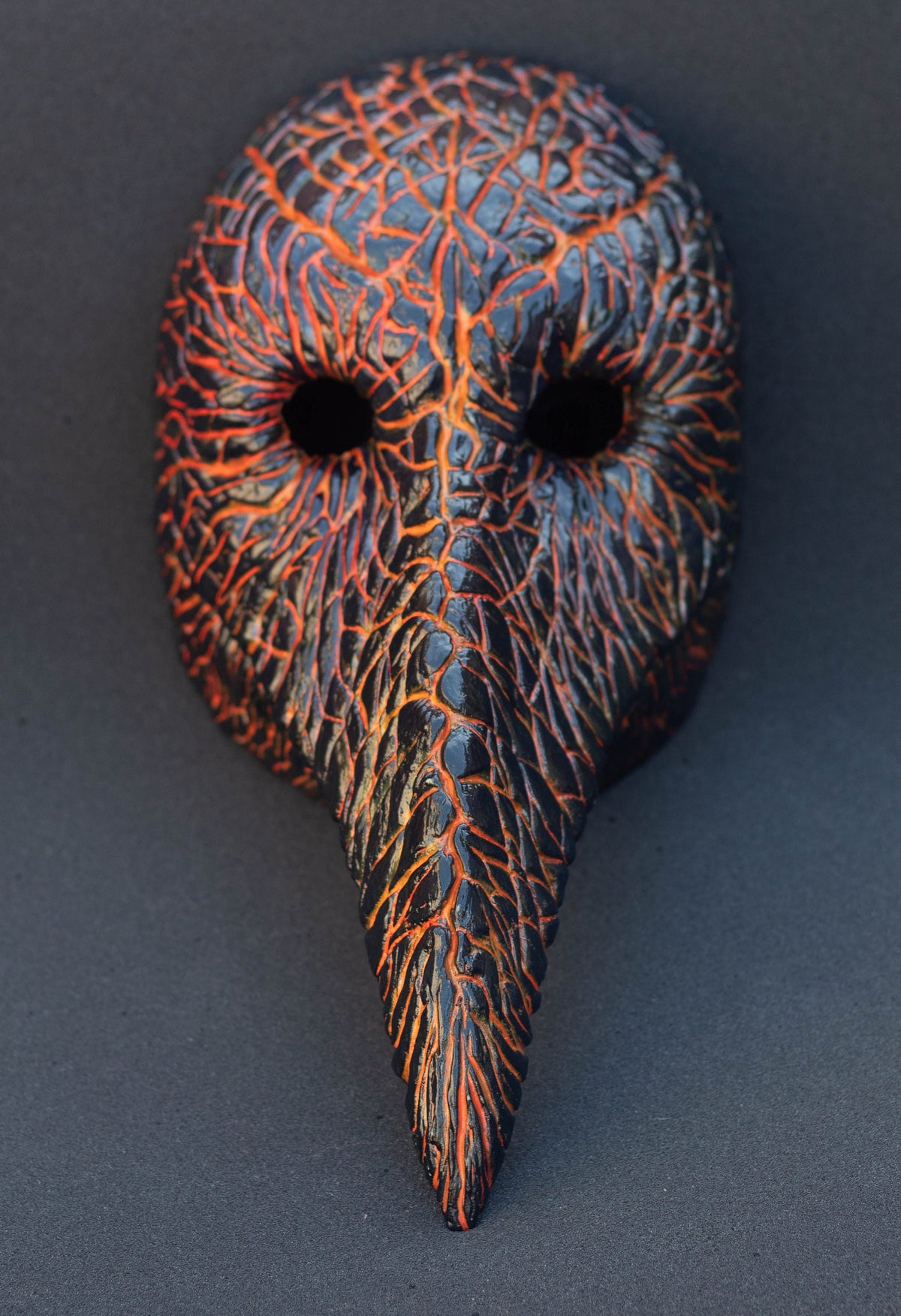 Plague Doctor mask for Helloween party and carnival or masquerade. Bird mask magma shape.