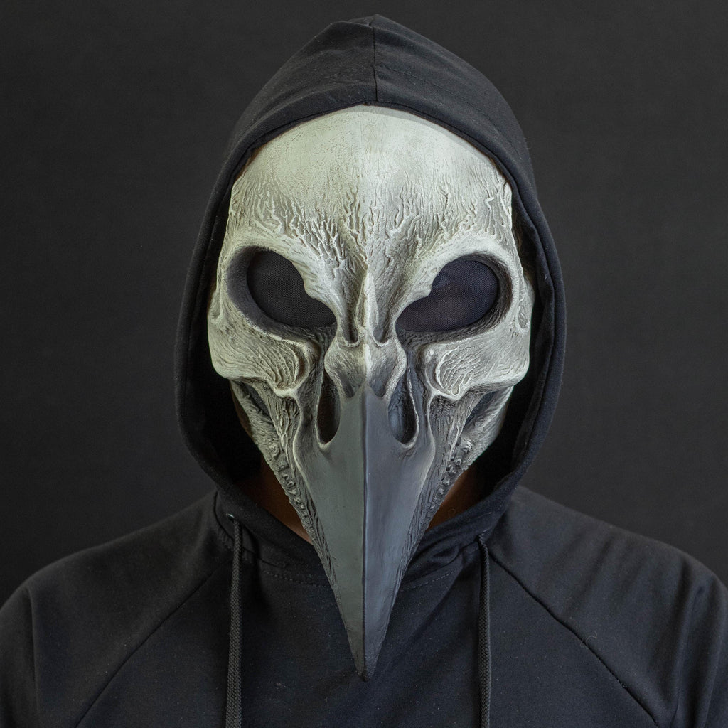 Plague Doctor mask Bird skull with a movable jaw white and black shape