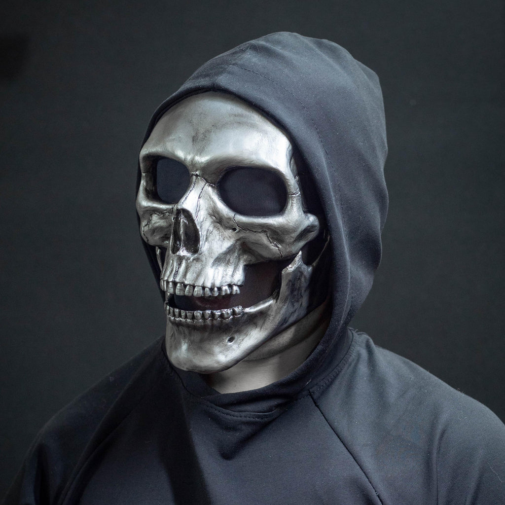 Human Skull Mask full face with realistic teeth and silver shape