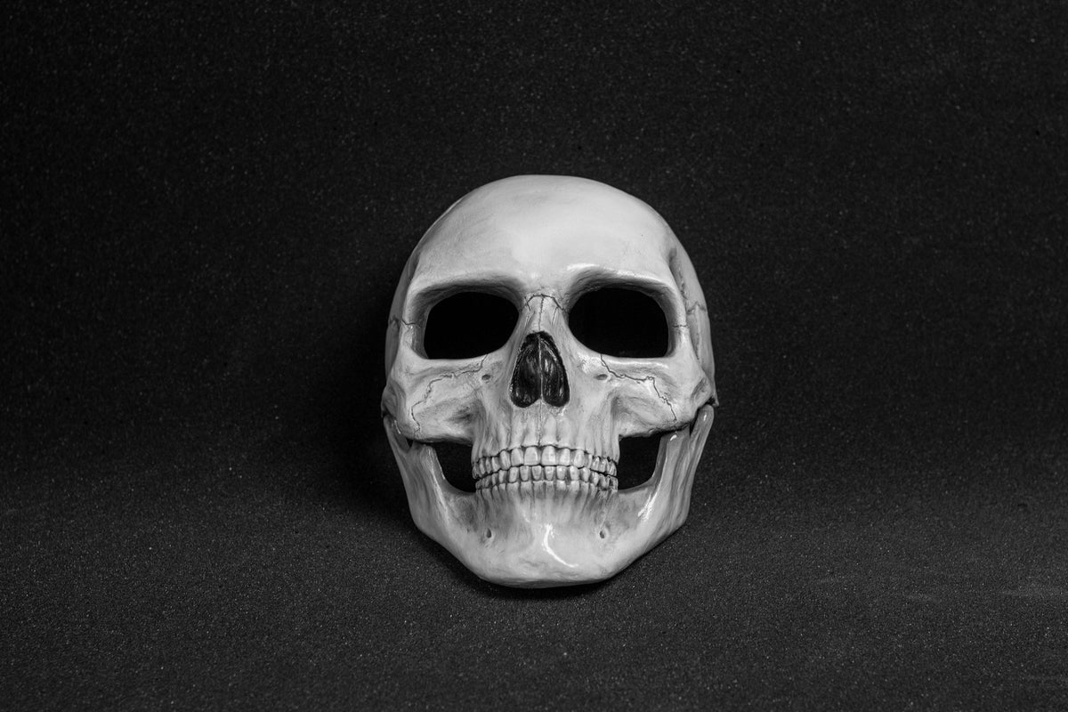 Human Skull Mask full face with   light  white bone finish