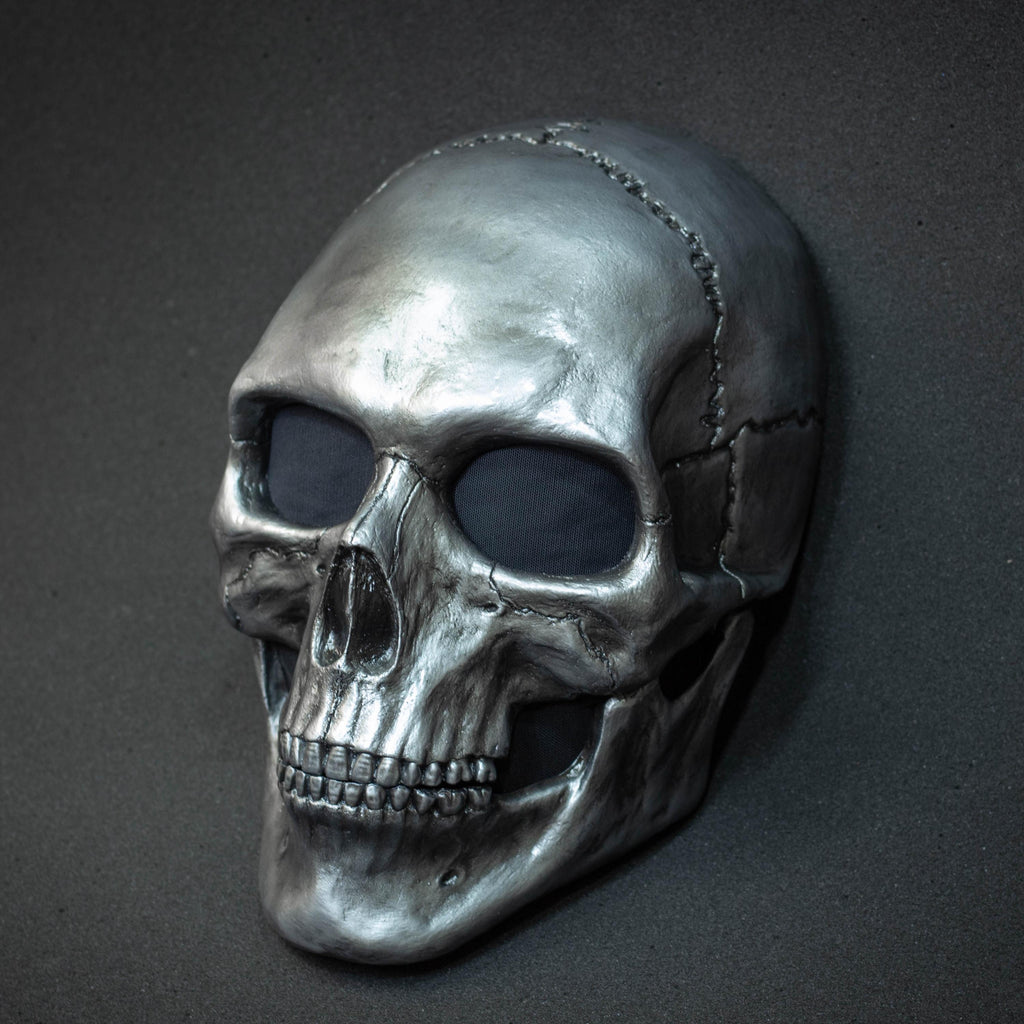 Human Skull Mask full face with realistic teeth and silver shape