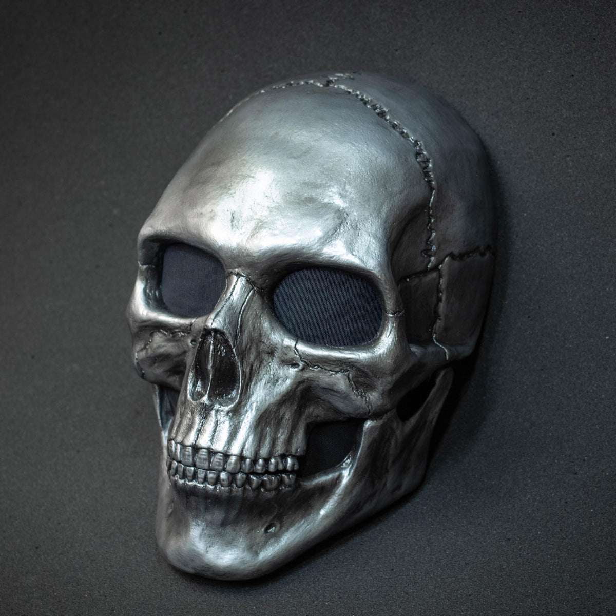 Human Skull Mask full face with realistic teeth and silver shape