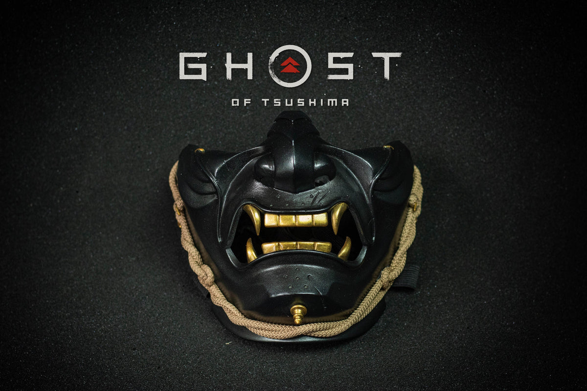 Ghost of Tsushima mask dark shape. Menpo Demon Mask