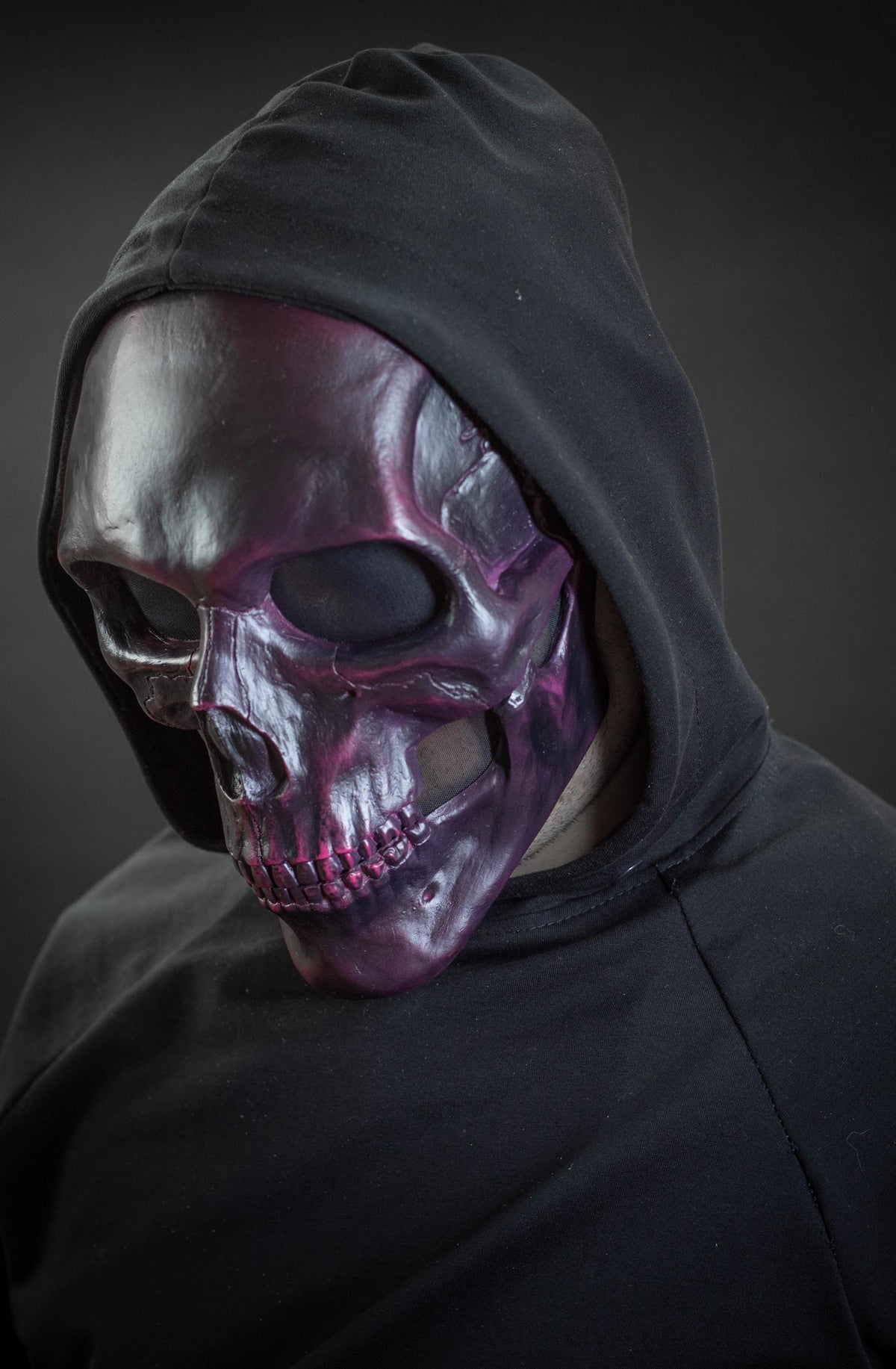 Human Skull Mask full face black-pink shape