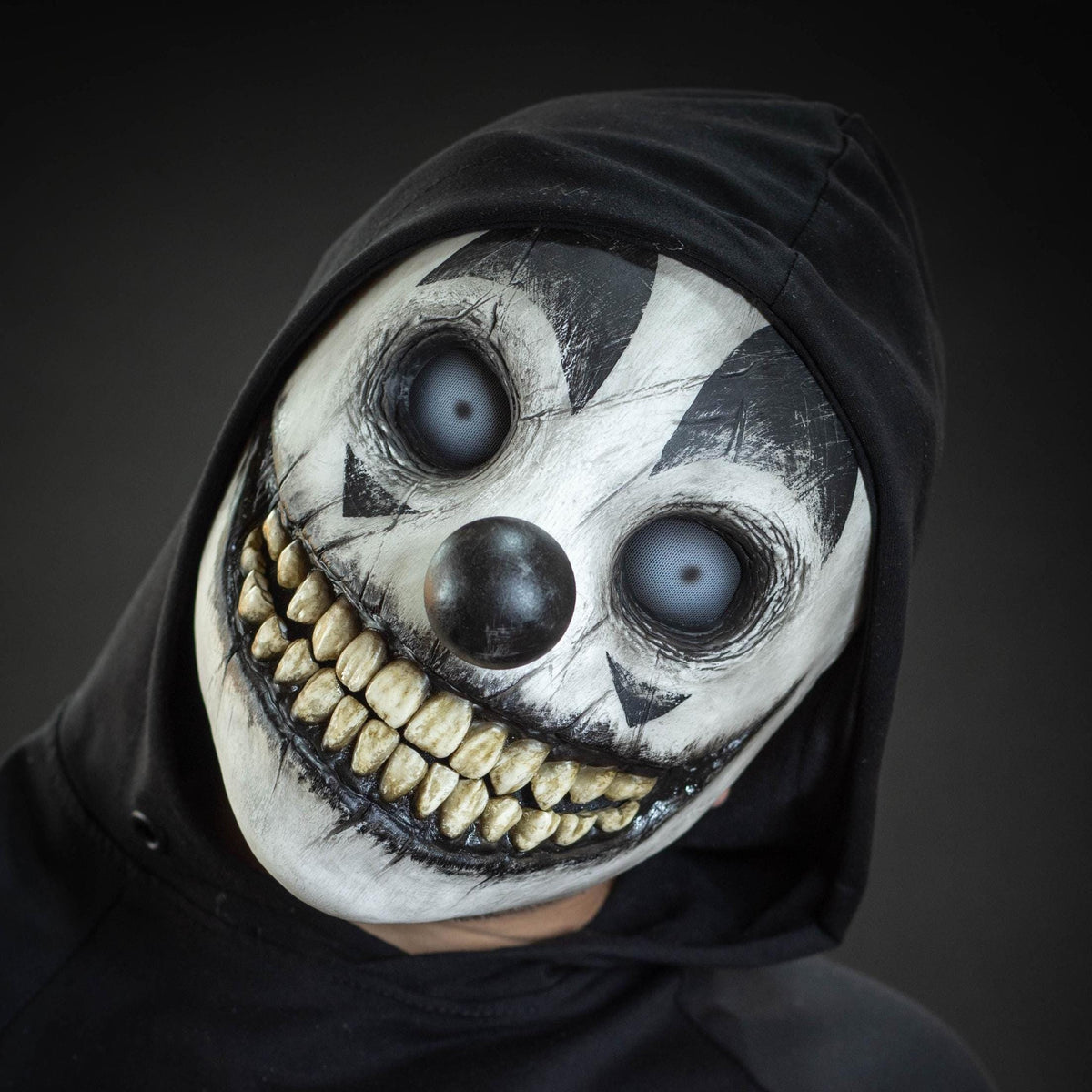 Smile clown mask black shape with pupils for, Halloween, cosplay, party or gift