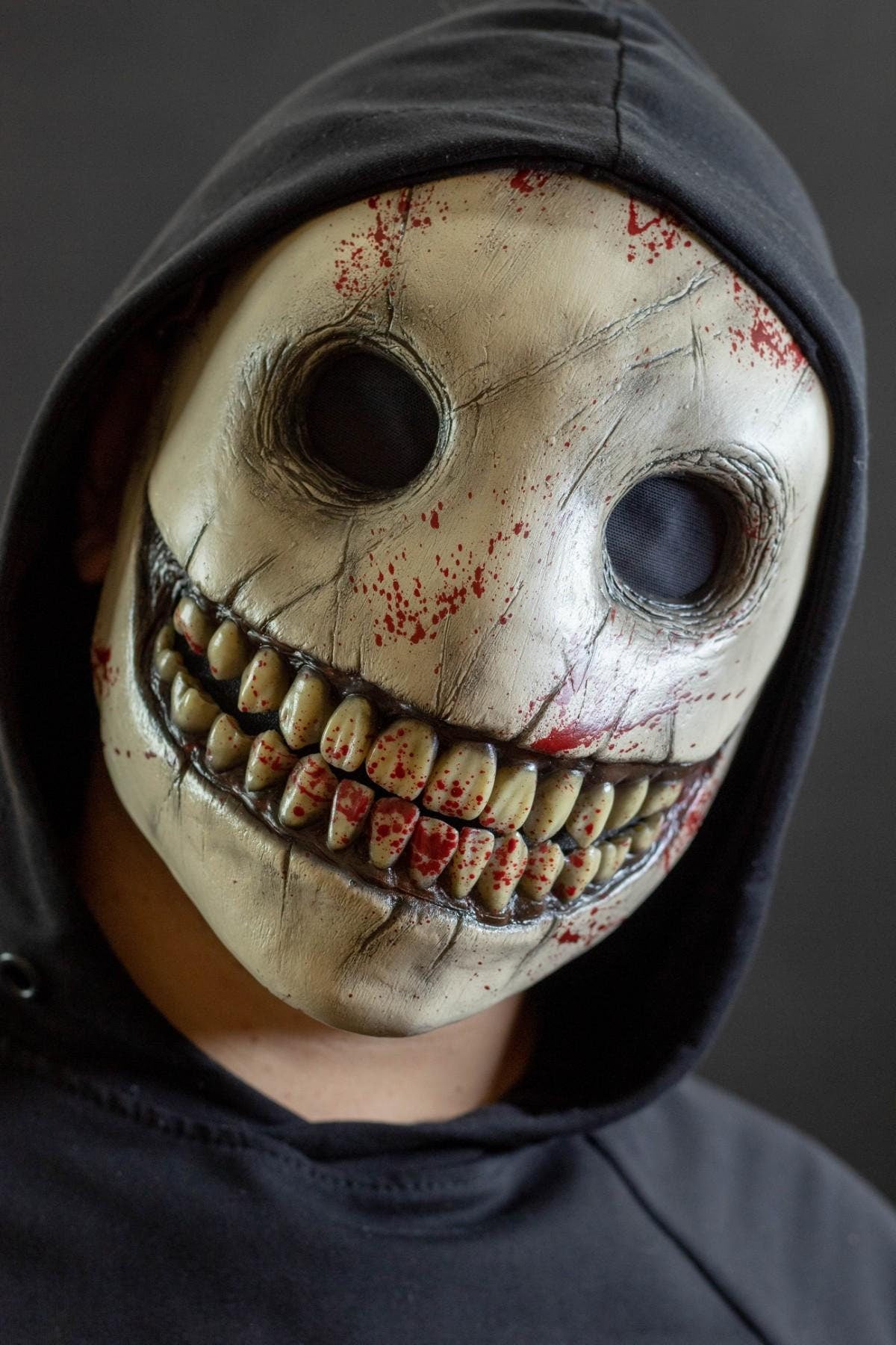 Smiley mask with blood splatters for halloween or cosplay also great gift