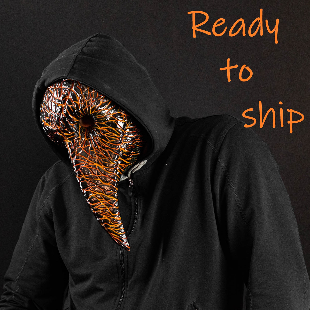 Plague Doctor mask for Helloween party and carnival or masquerade. Bird mask magma shape.