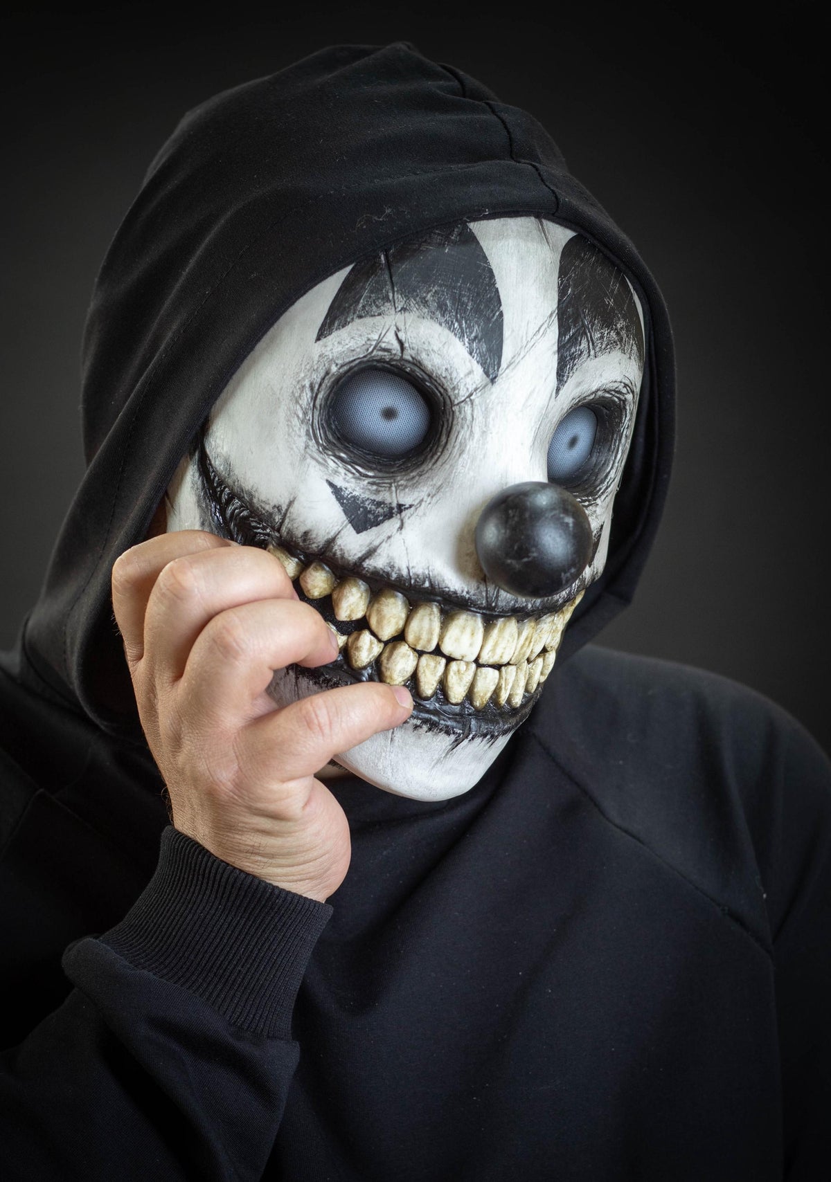 Smile clown mask black shape with pupils for, Halloween, cosplay, party or gift