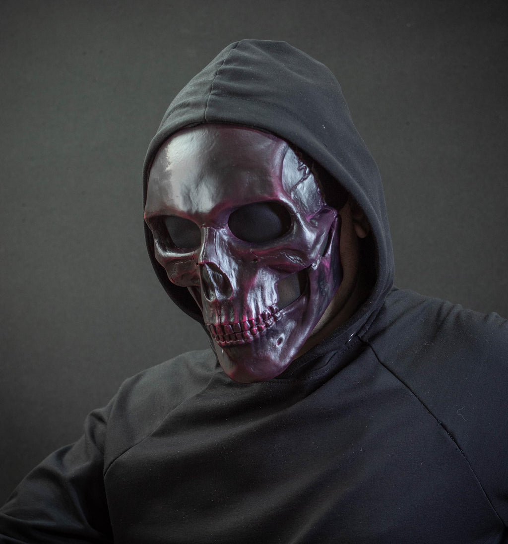 Human Skull Mask full face black-pink shape