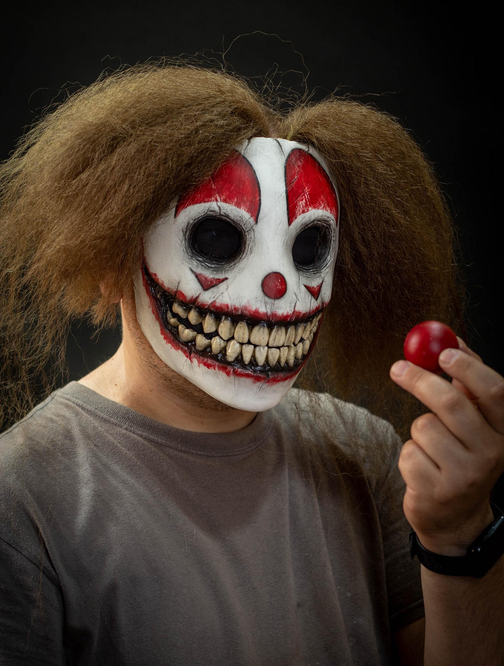 Red Сlown mask for gift, Halloween, cosplay or party