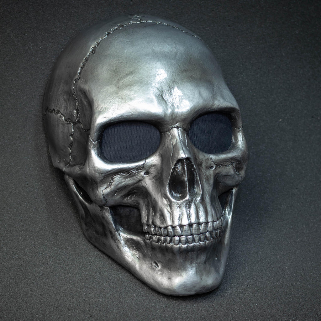 Human Skull Mask full face with realistic teeth and silver shape