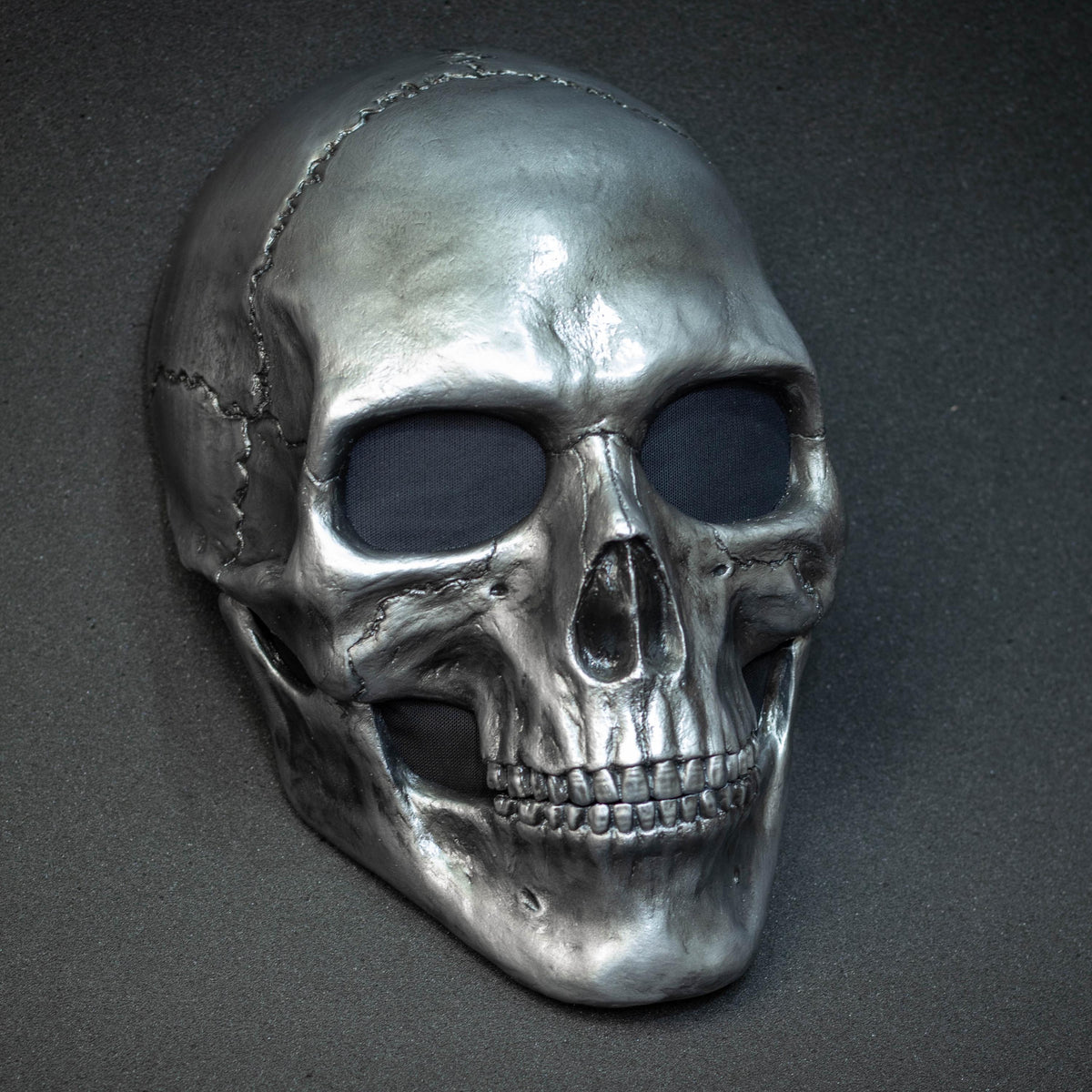 Human Skull Mask full face with realistic teeth and silver shape