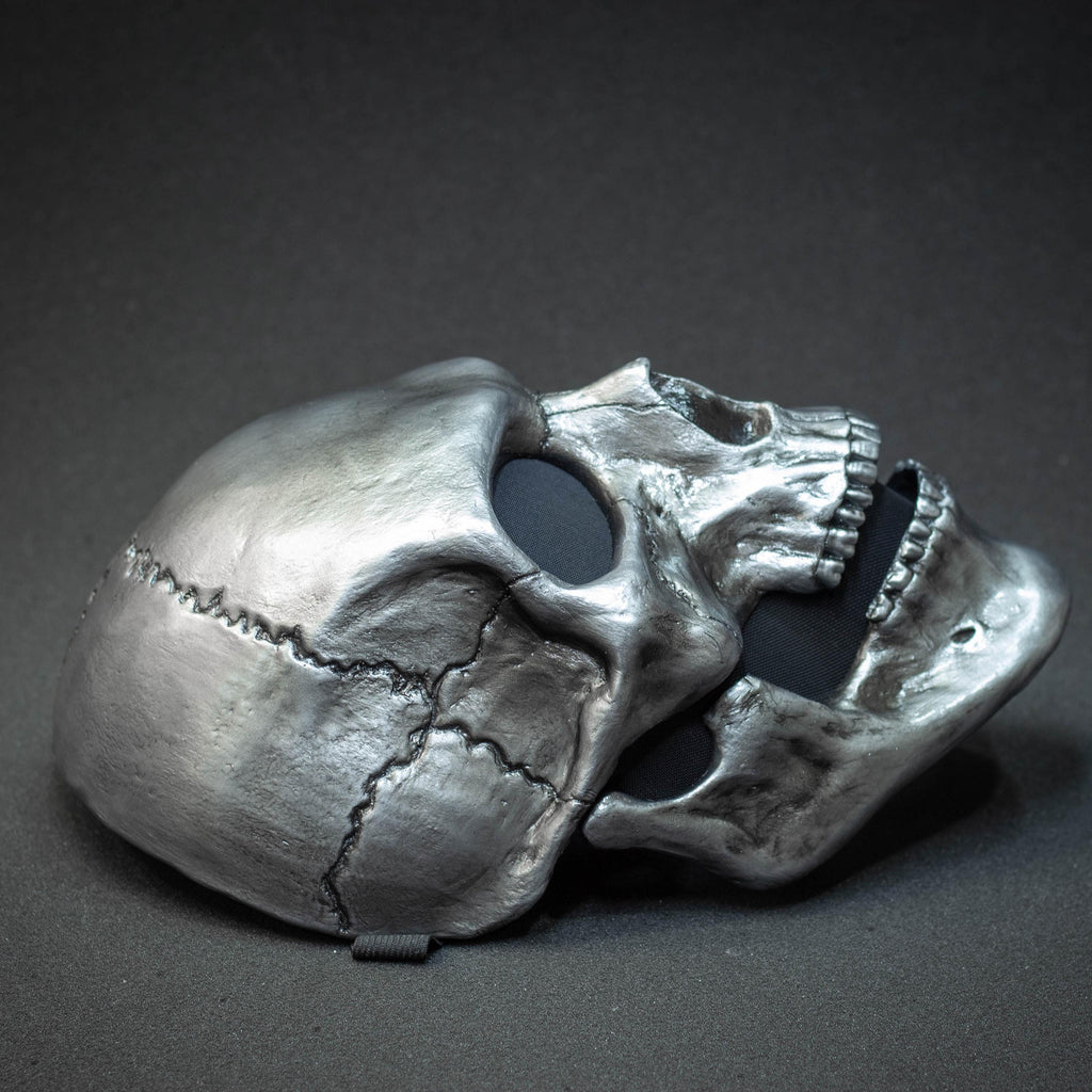 Human Skull Mask full face with realistic teeth and silver shape