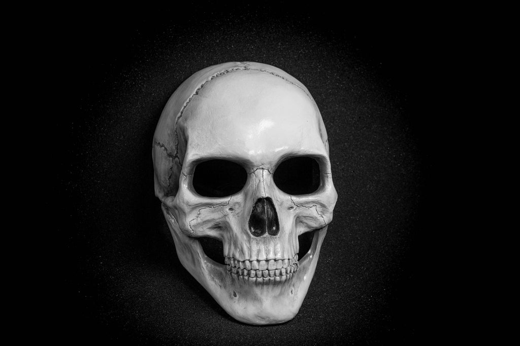 Human Skull Mask full face with   light  white bone finish