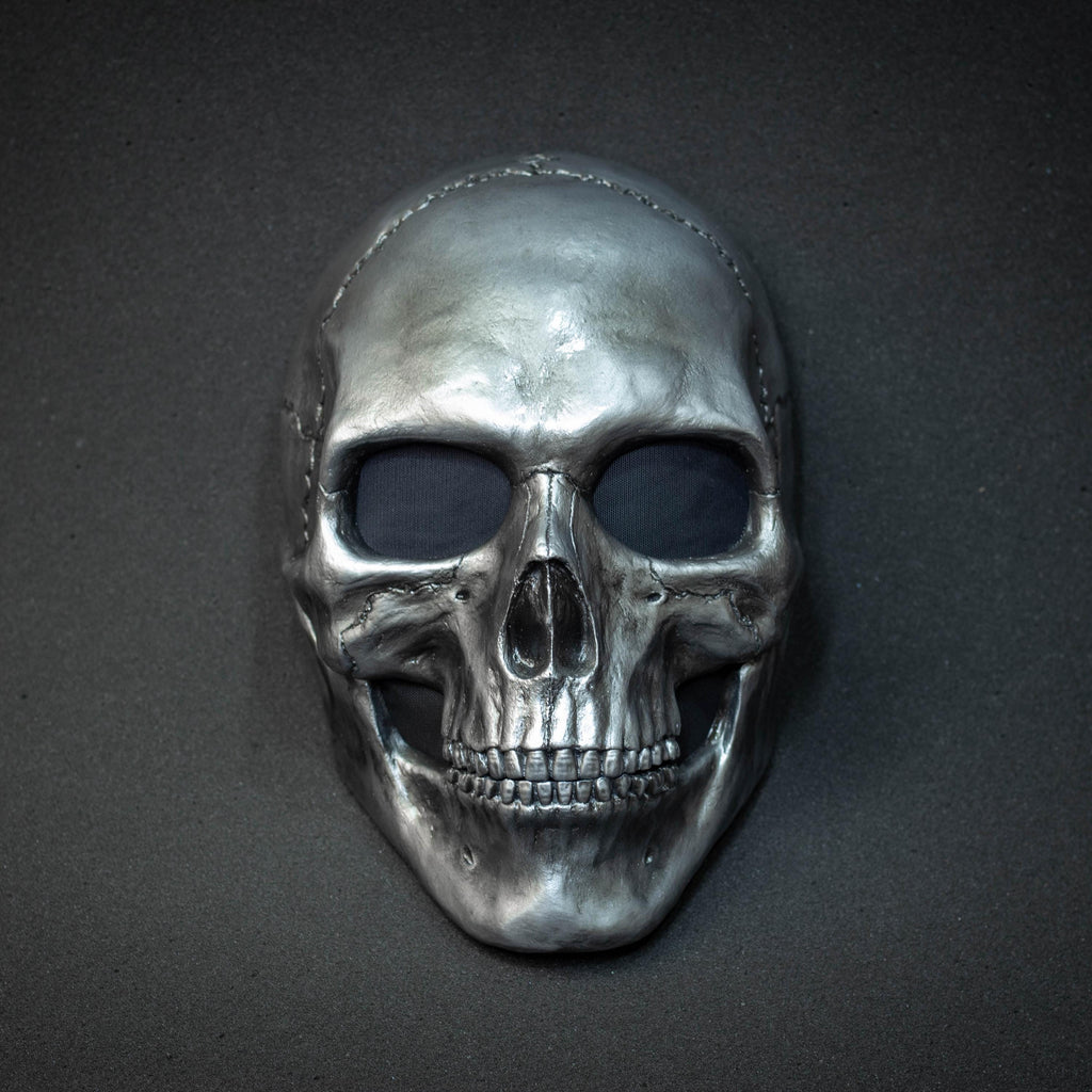 Human Skull Mask full face with realistic teeth and silver shape