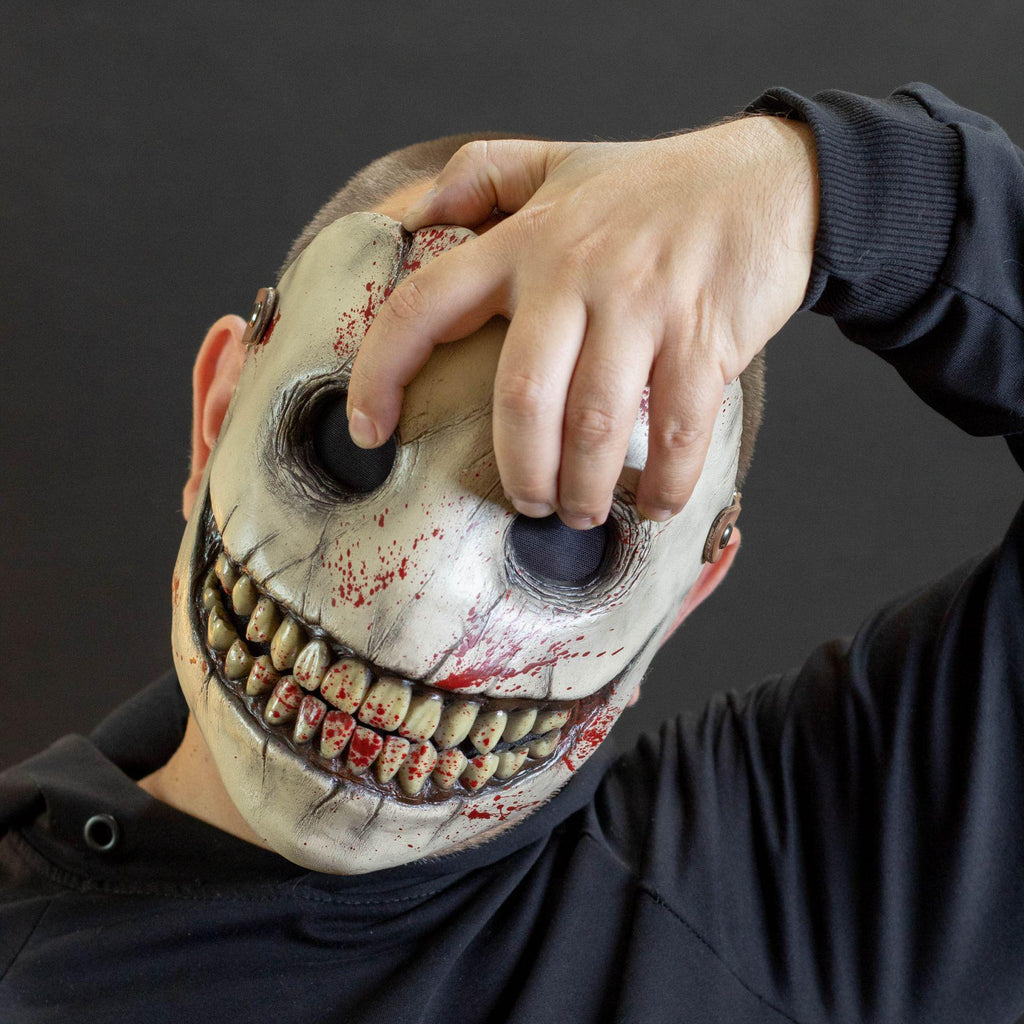 Smiley mask with blood splatters for halloween or cosplay also great gift